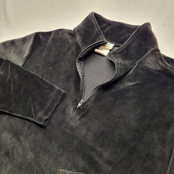 LL Bean Velvet Shirt Womens Medium Pullover 1/4 Zip Top Vintage USA Casual - Picture 4 of 10